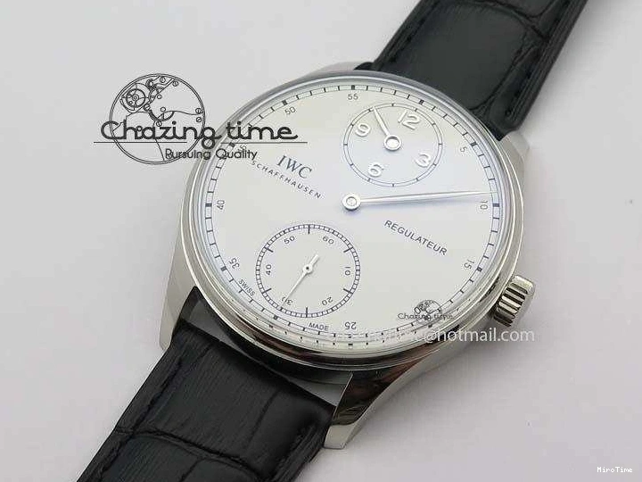 MIROTIME 1230 Effortless Portuguese IW544404 SS White Dial On Black Leather Strap A 7257